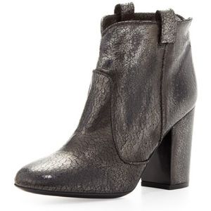 Laurence Dacade Metallic Pete Distressed Crackled Ankle Bootie, size EU 37.5